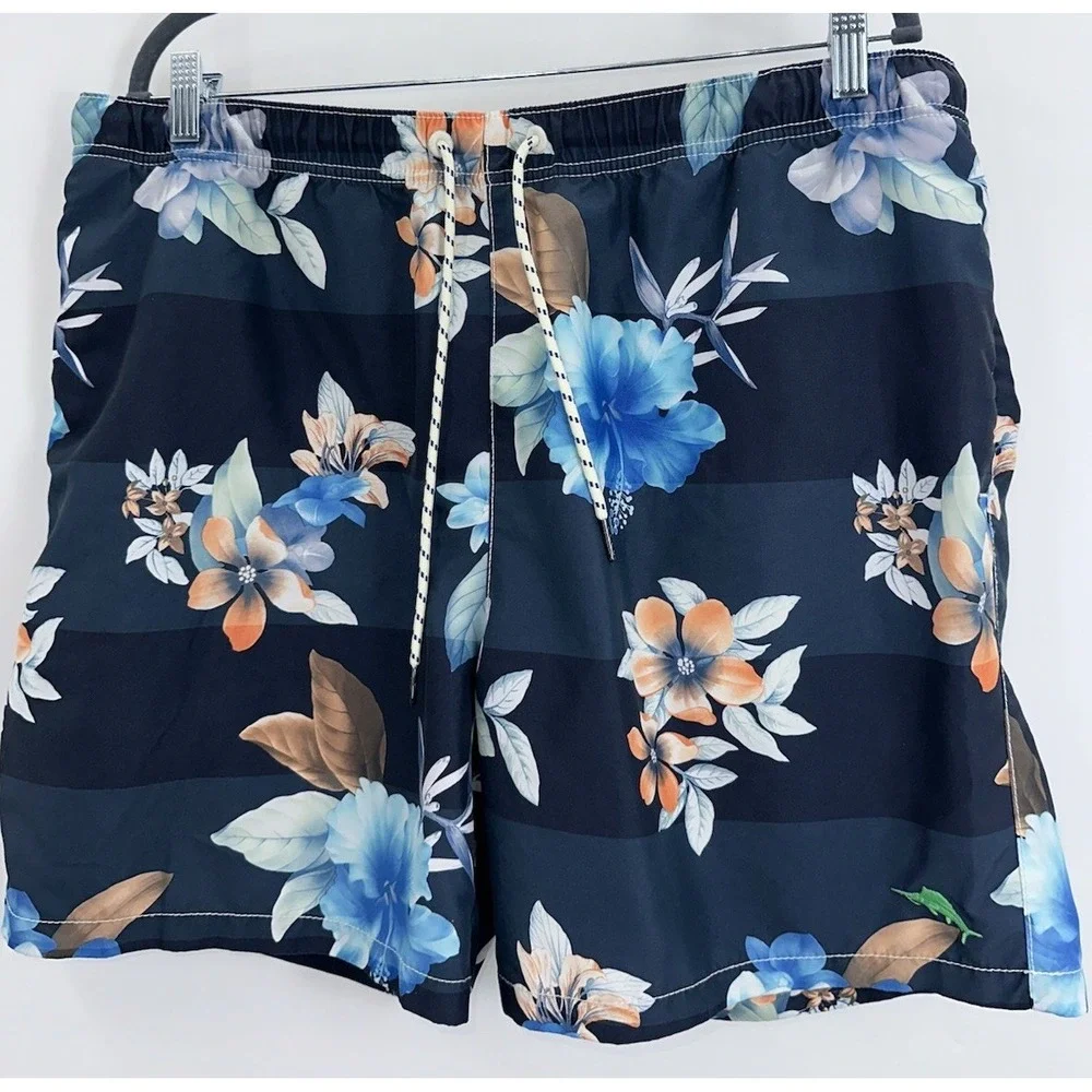 Tommy Bahama Swim Trunks Men XL Relax‎ Blue Floral Hawaiian Lined Board Shorts